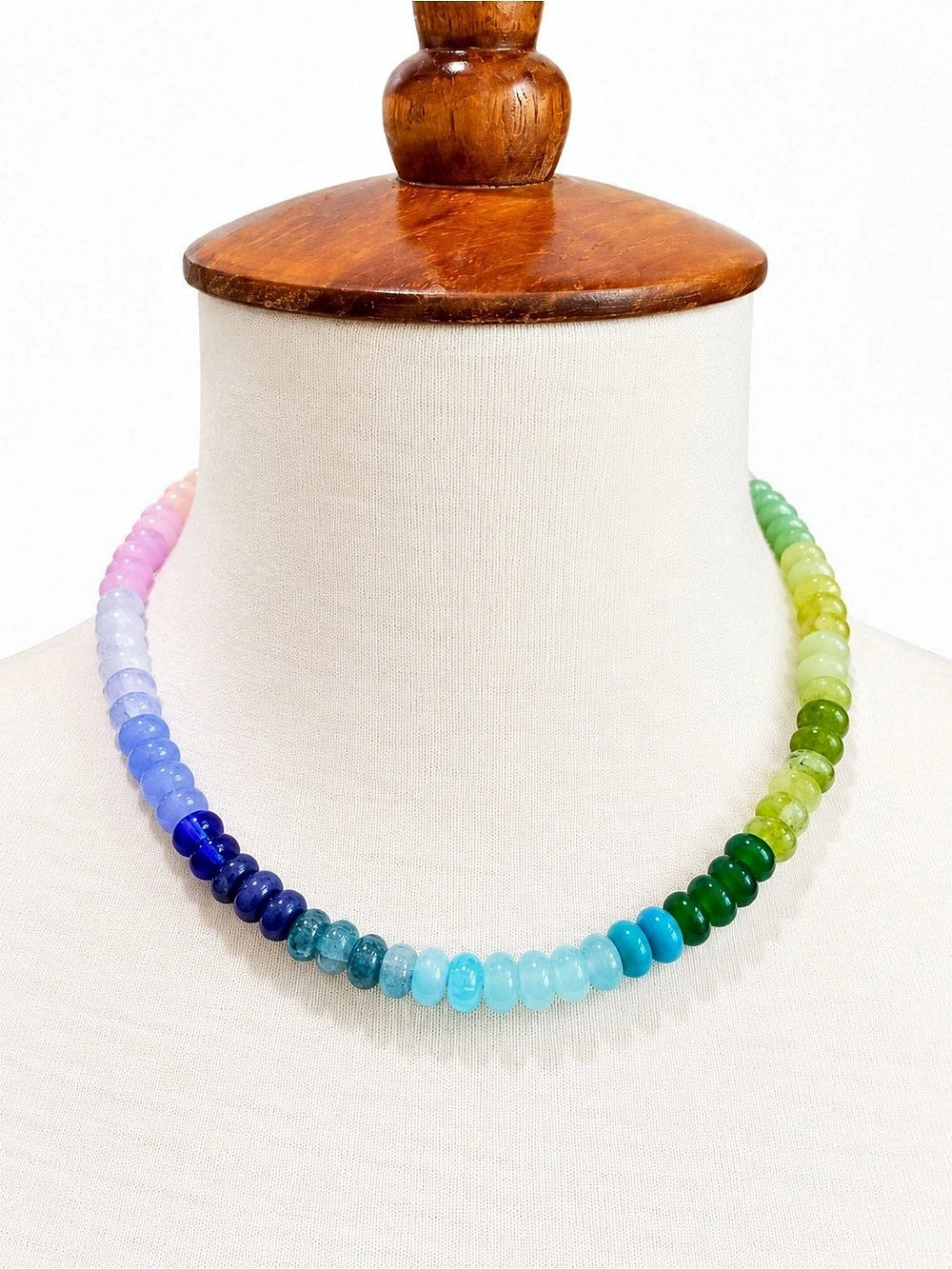 Multicolor Beaded Necklace Rainbow Glass Beaded Handmade New!